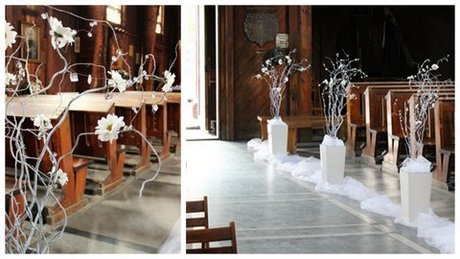 dekoracja ślubna kościoła białe kwiaty Vanilla Kielce firma dekoratorska